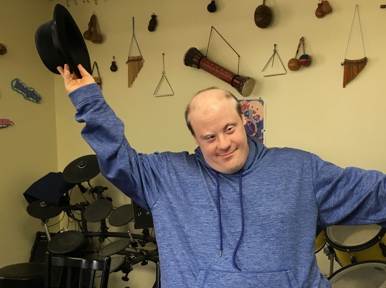 blue hoodie hats off